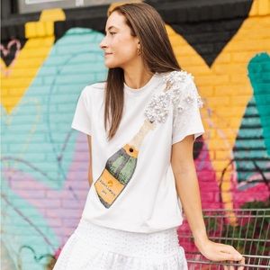 Queen of Sparkles White Popping Champagne Tee